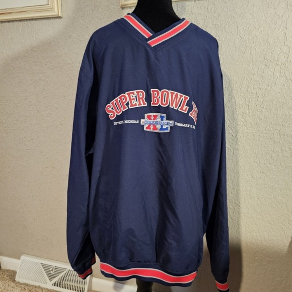 Reebok Super Bowl XL 2006 Detroit Michigan Windbreaker Pullover Mens Medium Navy